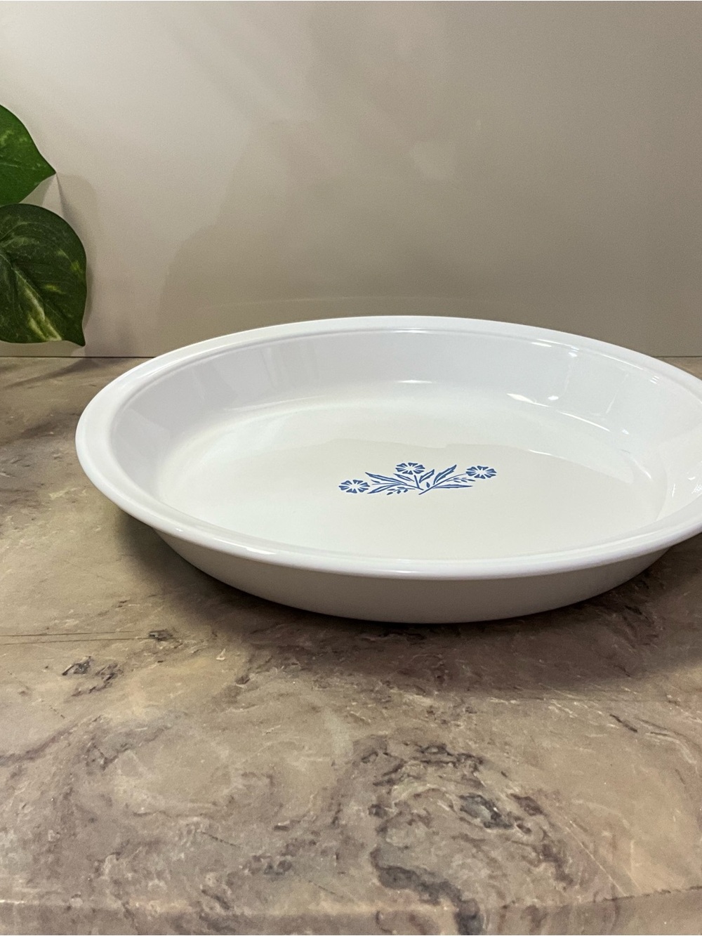 Vintage CorningWare White Blue Cornflower 9” Pie Plate P-309